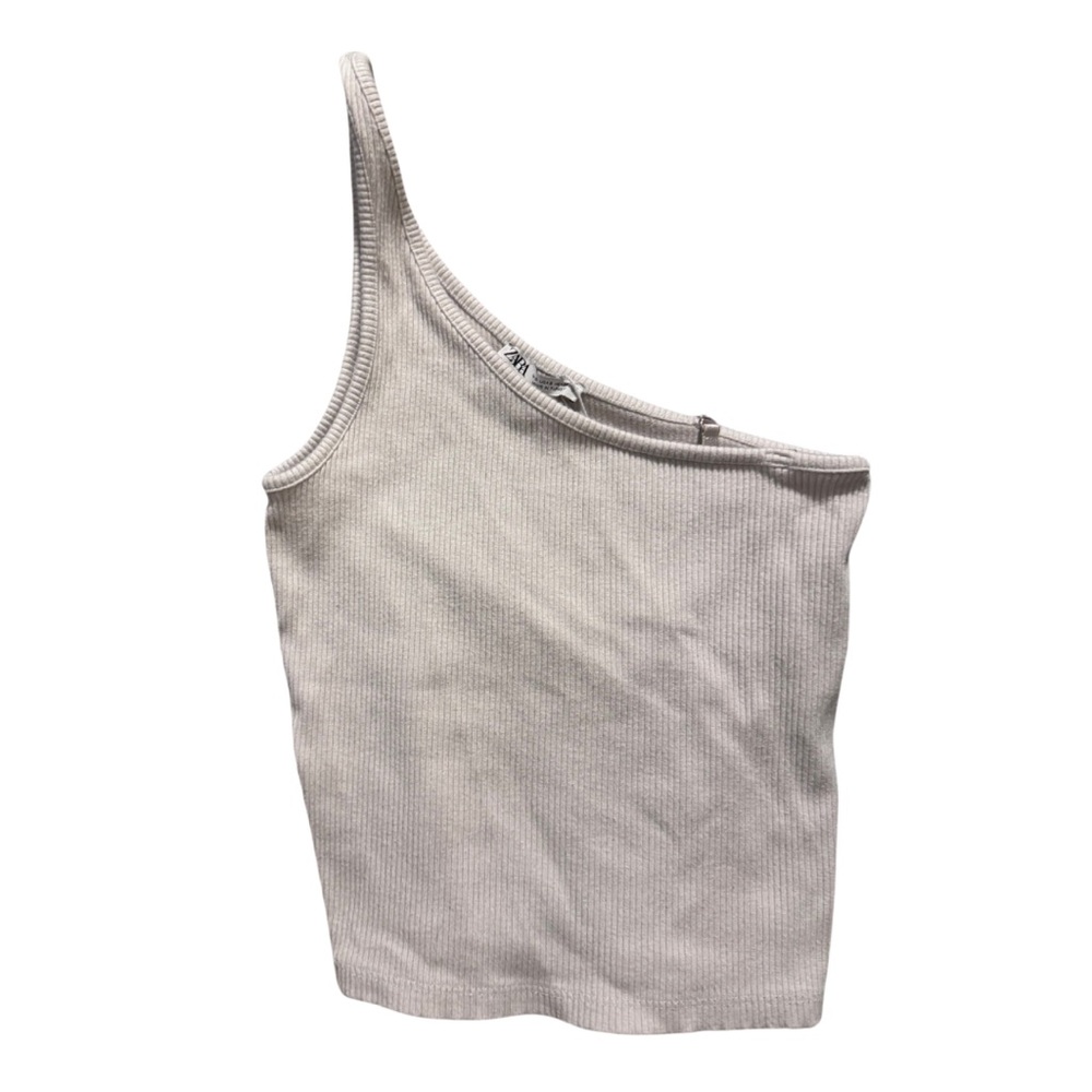 Zara One Shoulder White Tank Top